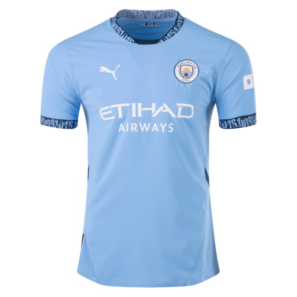 PUMA MANCHESTER CITY  HOME JERSEY W/ EPL + NO ROOM FOR RACISM PATCH 24/25 (TEAM LIGHT BLUE/MARINE BLUE)
